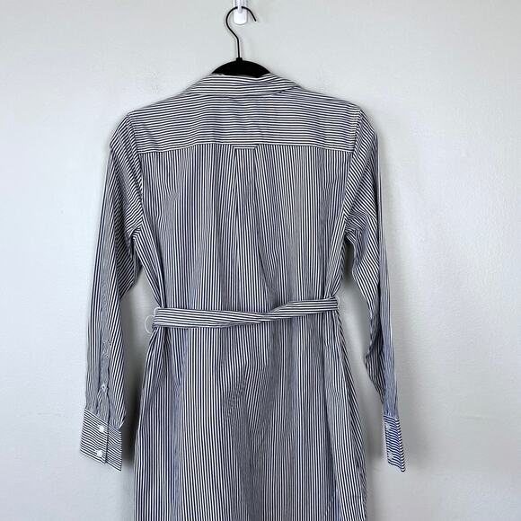 J. Crew Classic-fit Crisp Cotton Poplin Shirtdress Blue Striped Old Money Size 0 - Picture 9 of 12
